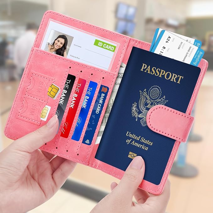 Herain Passport Holder for Travel Cruise Essentials, 2 Pcs Passport Cover Wallet Case Women Men Family, RFID Passports Book Card Holders Travel Accessorie Gifts Must Haves