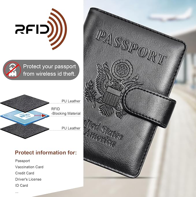 Herain Passport Holder for Travel Cruise Essentials, 2 Pcs Passport Cover Wallet Case Women Men Family, RFID Passports Book Card Holders Travel Accessorie Gifts Must Haves