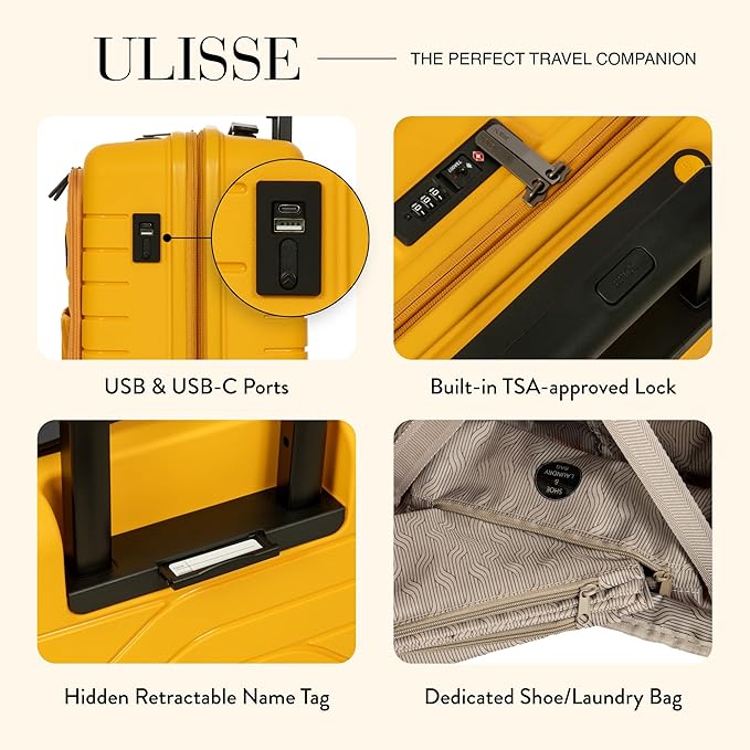 Bric's B|Y Ulisse Spinner Carry-On Suitcase, Lightweight Expandable Hard Shell Luggage with TSA Lock and Smooth 360° Wheels 21 Inch – Mango