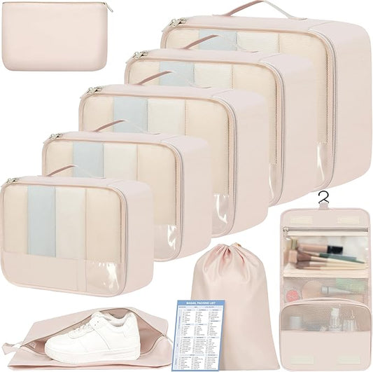 BAGAIL 9 Set Packing Cubes Luggage Packing Organizers for Travel Accessories