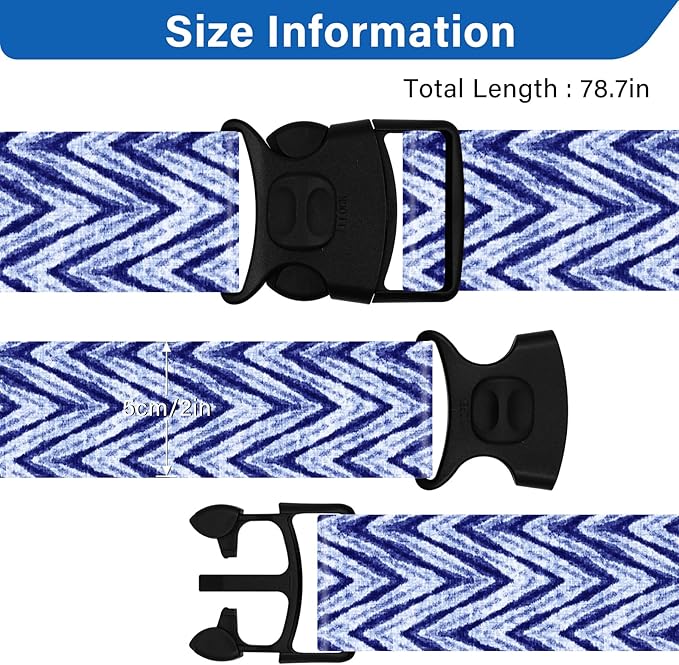2 Pack Luggage Straps for Suitcases, Adjustable Travel Belt with Double Lock and Quick Release Buckle, Heavy Duty Nylon Bag Packing Strap, Unique Identifiers Business Travel Accessories-Blue Wave