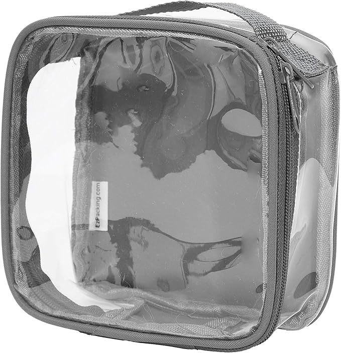 EzPacking Clear TSA Approved 3-1-1 Travel Toiletry Bag for Carry On/Quart Size Transparent Liquids Pouch for Airport Security/Reusable See Through Vinyl & PVC Plastic Organizer Men Women (Gray)