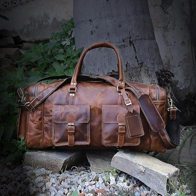 Large duffel bags for men holdall leather travel bag overnight gym sports weekend bag