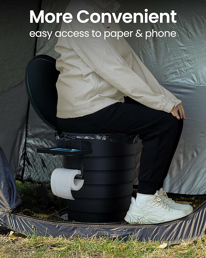 TRIPTIPS Upgrade Retractable Portable Toilet Travel Toilet Adjustable Height Camping Toilet Portable Potty for Adults Kids, Foldable Portable Toilet for Camping/Car