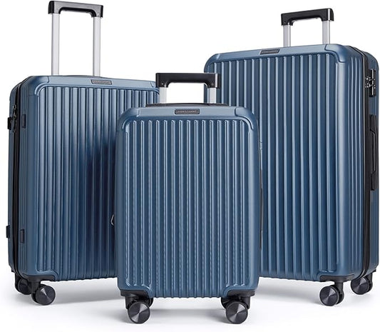 LIGHT FLIGHT Luggage Sets, Durable Hard Shell 3 Piece Set Suitcase with Spinner Wheels, Hardside Lightweight Luggage set with TSA Lock, Large Travel Luggage Set (20" 24" 28"), Royal Blue