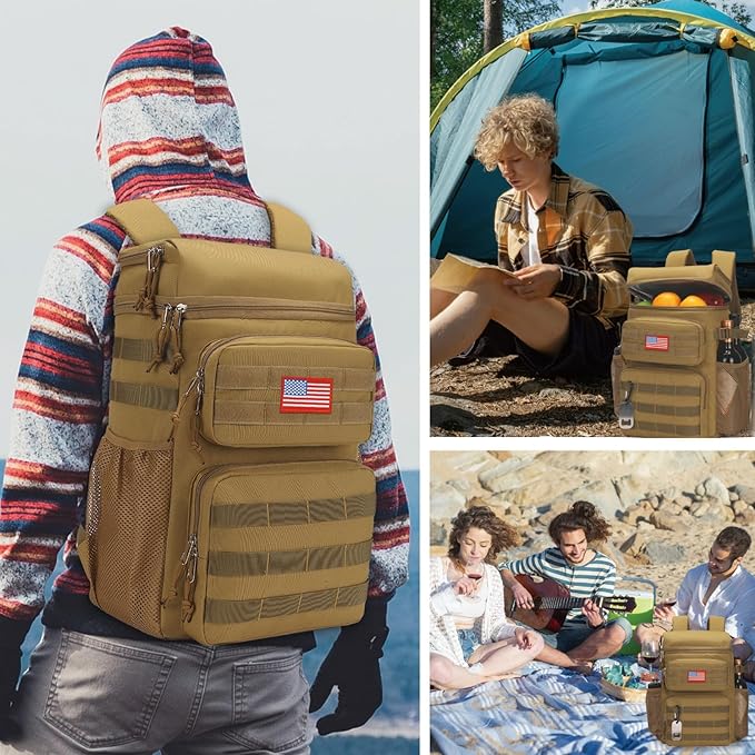 Tactical Backpack Cooler,Soft Lightweight Leakproof Cooler Backpack,Insulated Cooler Bag,Portable Soft Cooler Bag Waterproof for Beach, Travel, Camping, Picnic, Hiking