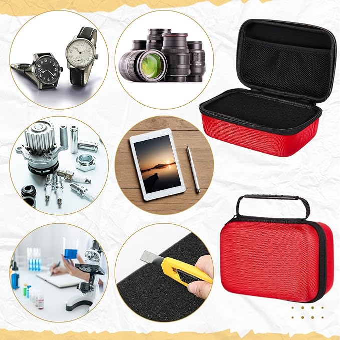 EVA Hard Case with Customizable Foam Protective EVA Carrying Case Shockproof Outdoor for Camera, Digital Products, Electronic Instruments with Knife(Red,7.1 x 4.7 x 3.1 Inch)
