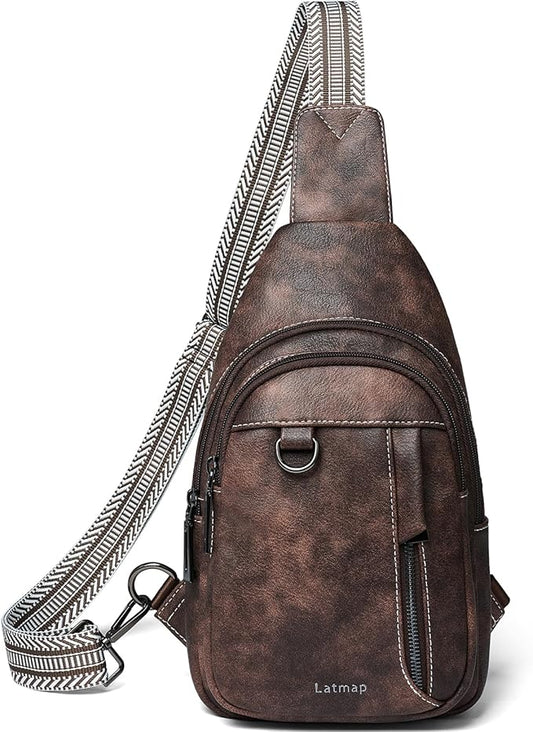 7L Sling Bag for Women Men Leather Small Sling Backpack Daypack Anti Theft Fanny Pack Crossbody Purse Travel