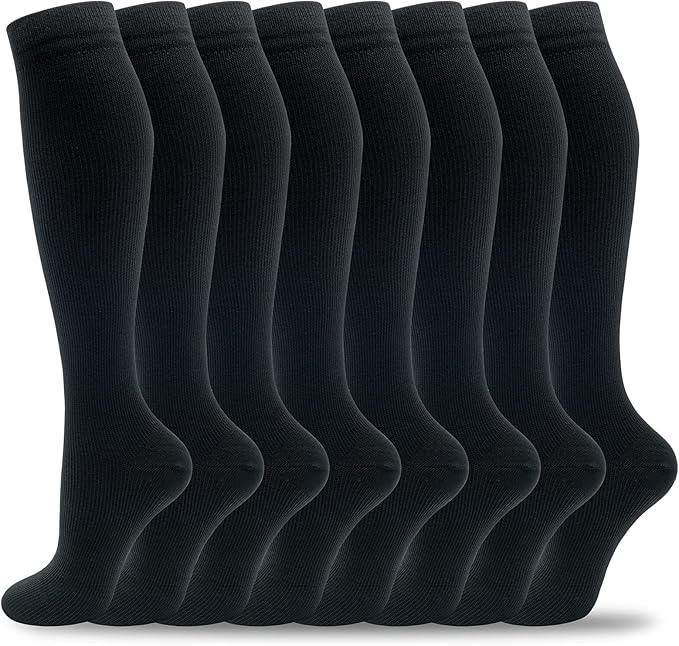 Compression Socks for Women Men Circulation Knee High 8 Pairs for Nurses, Running, Travel, Athletic