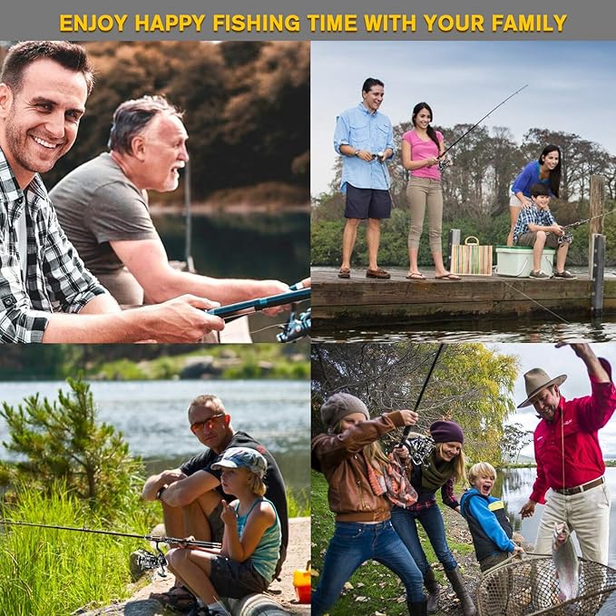 ShinePick Fishing Rod Kit, Telescopic Fishing Pole and Reel Combo Full Kit with Line Lures Hooks Carrier Bag for Travel Saltwater Freshwater Boat Fishing Beginners