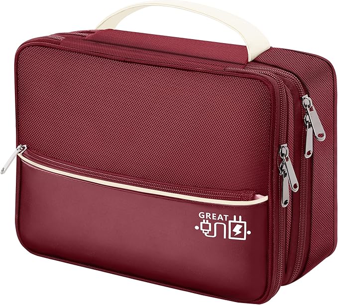 SELLYFELLY Electronics Travel Organizer, Double Layer Cable Organizer Bag Watreproof Electronics Accessories Storage Bag for Cord, Charger, Phone, Power Bank, Hard Drive