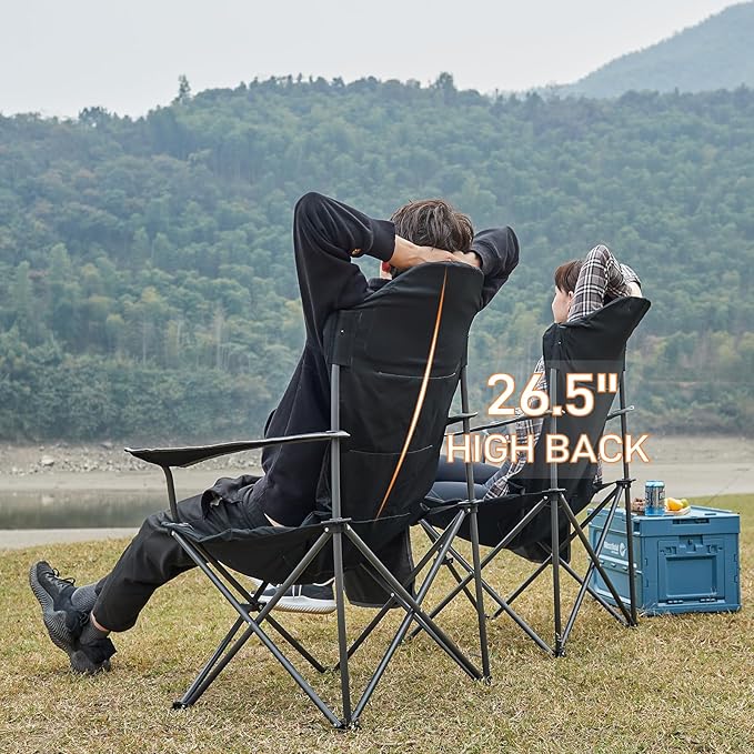EVER ADVANCED Camping Chairs, Lawn Chairs Outdoor Sports Chairs, Folding Chair Camping Chairs for Adults, Supports 400lbs