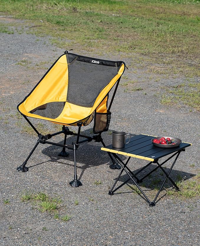 iClimb Ultralight Compact Camping Folding Beach Chair with Anti-Sinking Large Feet