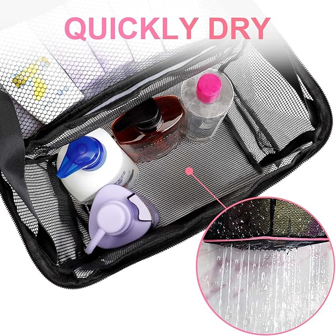 Mesh Shower Caddy,Portable HangingTravel Toiletry Bag Dorm Room Essentials for College Students Girls,Large Makeup Organizer for Full-Sized Toiletries,Travel Essentials for Women Girls Camping Beach