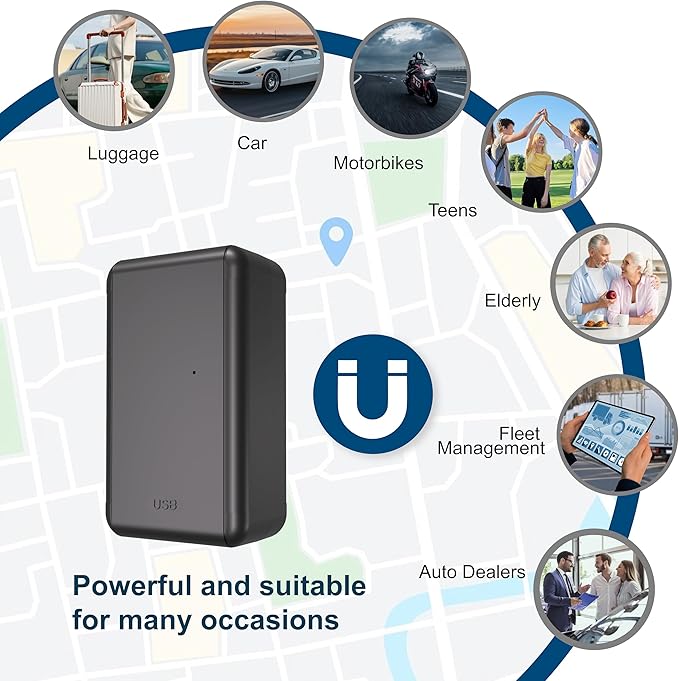 G05A GPS Tracker for Vehicle No Monthly Fees, SIM Card Included, Real-Time Tracking, Global Coverage, Geo-Fencing, Strong Magnetic Attachment, Long Battery Life