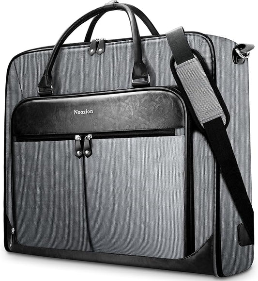 Garment Bag Travel Large Leather Carry On Suit Bag with Strap for Business Hanging Suitcase Luggage Bags for Men Women (Grey)