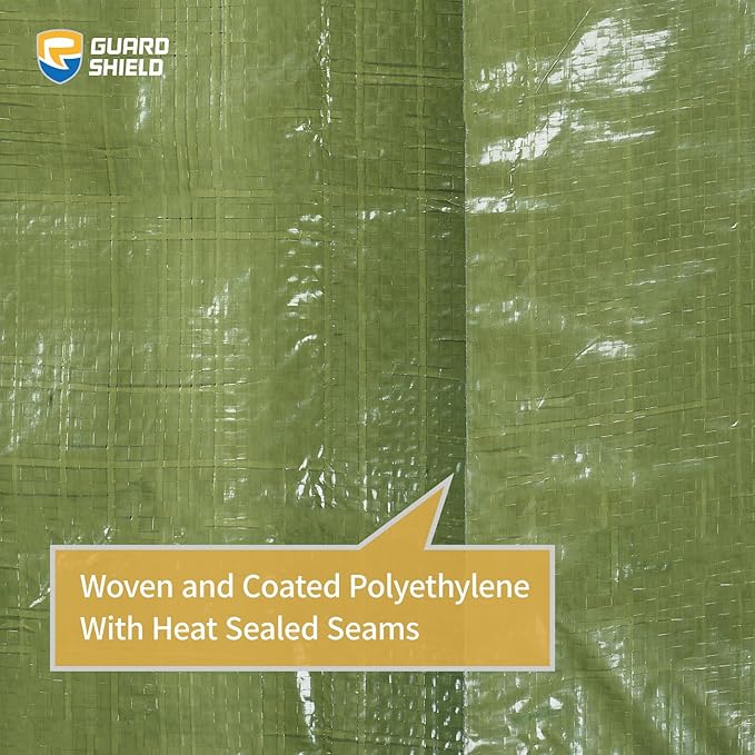 GUARD SHIELD Tarp Green 10x12 Feet Multi Purpose Waterproof Poly Tarp Cover 5mil