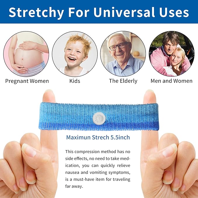 Motion Sickness Bands/Acupressure Nausea Wristband for Nausea,Sea Sickness Wristbands for Natural Relief of Morning Sickness,Dizziness, Motion Sickness(Car, Sea, Flying Travel Sickness)