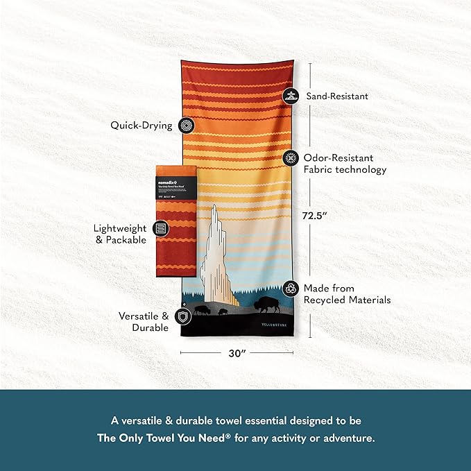 Nomadix Original Towel - Perfect for Beach, Pool, Travel, Camping, Yoga - Made with Recycled Materials - Super Absorbent - Sand Resistant