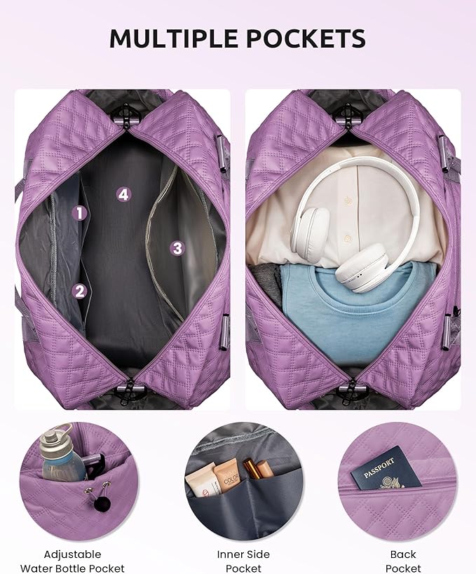 Gifts for Friends-Initial Duffle Bag with Shoe Compartment, Personalized Weekender Bag, Monogram Overnight Bag, Travel Bag with Makeup Bag，Birthday Gifts Bag for Daughter Sister (Letter I)