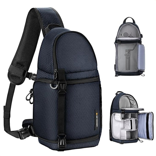 K&F Concept Camera Sling Bag Crossbody Bag Camera Shoulder Backpack DSLR/SLR/Mirrorless Photography Bags Compatible with Canon/Nikon/Sony/Fuji/Gopro/DJI
