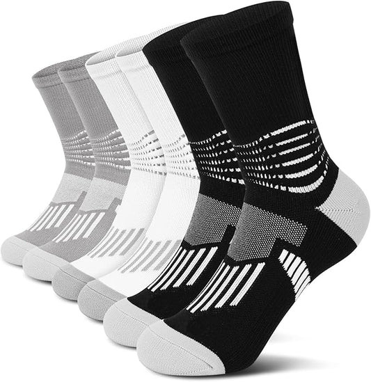 IRAMY Crew Compression Socks Athletic Running Socks for Men Women Plantar Fasciitis Relief 3/6 Pairs