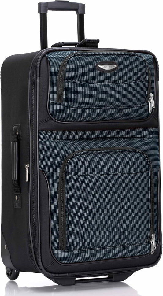 Travel Select Amsterdam 25-Inch Softside Expandable Rolling Upright Luggage, Lightweight 2-Wheel Suitcase with Push-Button Handle, Navy