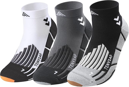 Compression Sport Running Socks: Athletic Socks for Men Women with Cushion,3 Pairs Work Hiking Basketball Ankle Socks