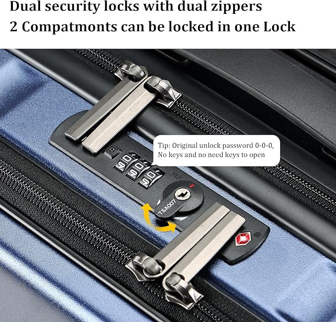 16" Carry On Briefcase Luggage with 2 Laptop Compartments, Lightweight Hardshell Suitcase with Spinner Silent Wheels, for Commute Work Business Trip, Dark Blue