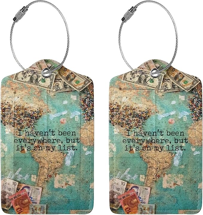 2 Pack Travel Luggage Tags for Suitcases Women Men Kids, Bag Tags for Leather Luggage with Waterproof Suitcase Tags Privacy Cover Name ID Label Steel Loop for Travel Bag Suitcase