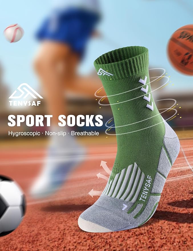 Compression Crew Running Socks: Athletic Socks for Men Women with Cushion,3 Pairs Work Hiking Basketball Sport Socks