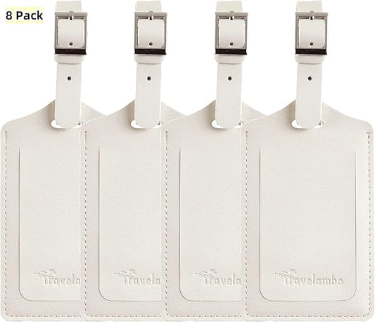 Travelambo Luggage Tags for Suitcases PU Leather Travel Tags Bag Tags Privacy Protection Travel Essentials