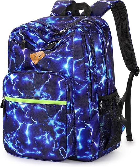 ZORFIN 26L Backpack for College, and Travel: Water Resistant Bookbag - Blue Lightning