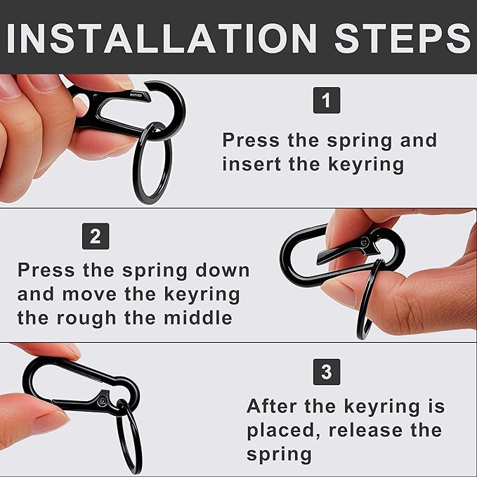 Keychain Keyring Set for Men Women Classic Metal Home Car Key Holder Organizer Portable Carabiner Clip Accessories 2PCS