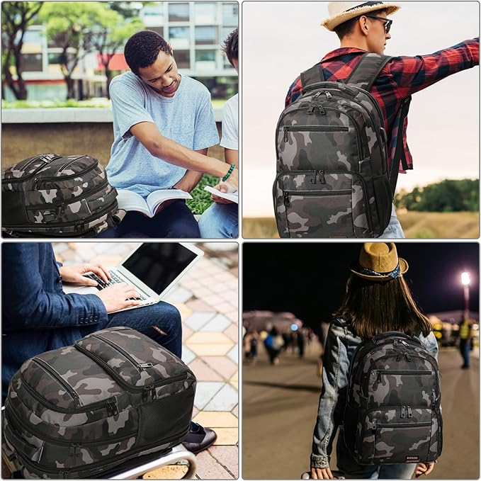 BIKROD Backpack for Boys Men, School Backpack for Teens Girls, Lightweight Casual High School Bookbag, Daily-use Travel Laptop Backpack with USB Charging Port Fits 15.6 Inch Notebook