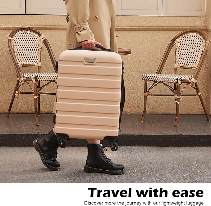 Coolife Luggage 3 Piece Set Suitcase Spinner Hardshell Lightweight TSA Lock (champagne new, 3 piece set(20in24in28in))