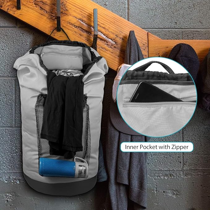 Dalykate Backpack Laundry Bag, Laundry Backpack with Shoulder Straps and Mesh Pocket Durable Nylon Clothes Hamper Bag with Drawstring Closure for College, Travel, Laundromat, Apartment