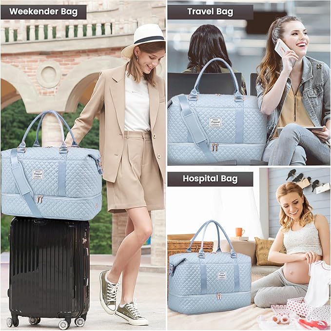 LOVEVOOK Travel Duffle Bag,Weekender Bags for Women with Shoe Compartment，Carry on Overnight Bag with Toiletry Bag,Gym Duffel Bag with Wet Pocket, Hospital Bags for Labor and Delivery