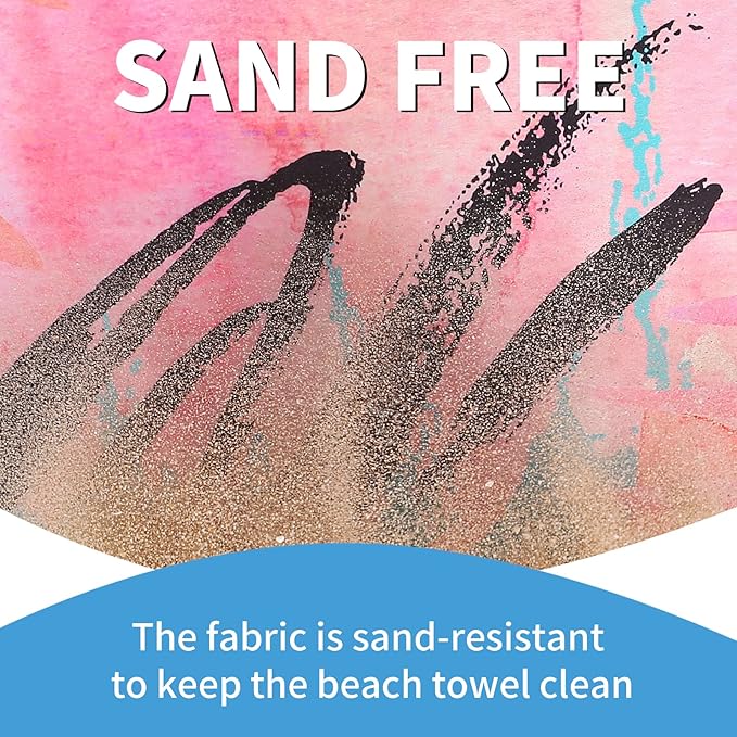 2 Pack Lightweight Thin Beach Towel Oversized 71"x32" Big Extra Large Microfiber Sand Free Towels for Adult Quick Dry Travel Camping Beach Accessories Vacation Essential Gift Black Mandala Pink Leaf