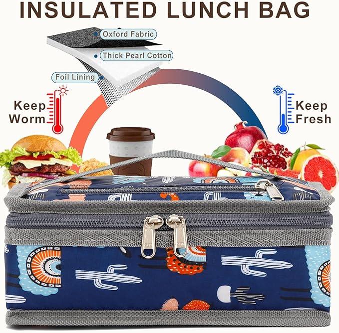FlowFly Small Insulated Lunch box Portable Soft Bag Mini Cooler Thermal Meal Tote Kit with Handle for Work & School (Alpaca)