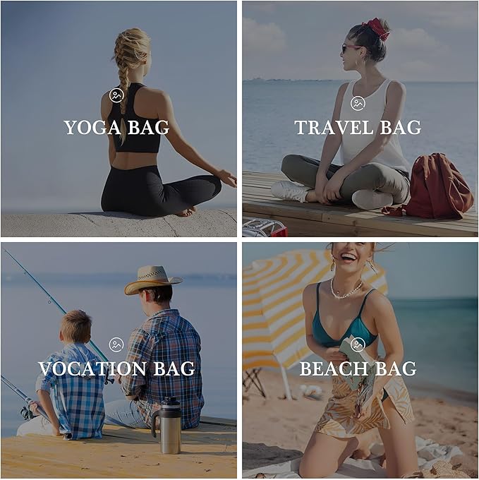 YOOLIFE Initial Canvas Waterproof Beach Tote Bag Zipper Personalized Gifts for Women Her Birthday Travel Beach Essential