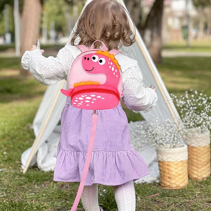 Accmor Toddler Harness Backpack with Leash, Cute Dinosaur Kid Backpacks with Anti Lost Wrist Link, Mini Child Harness Leash Walking Wristband Baby Protection Belt for Girls Aged 1-3 Years