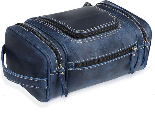 VC VINTAGE COUTURE Leather Toiletry Bag for Men Extra Large Leather Men's Toiletry Bag for Traveling Real Leather Dopp Kit for Men Leather Shaving Bag for Travel