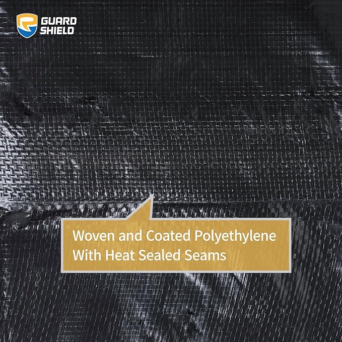 GUARD SHIELD Black Tarp 20x20 Feet Waterproof Tarps Lightweight Camping Tarp Outdoor Multi Purpose Poly Cover 6mil