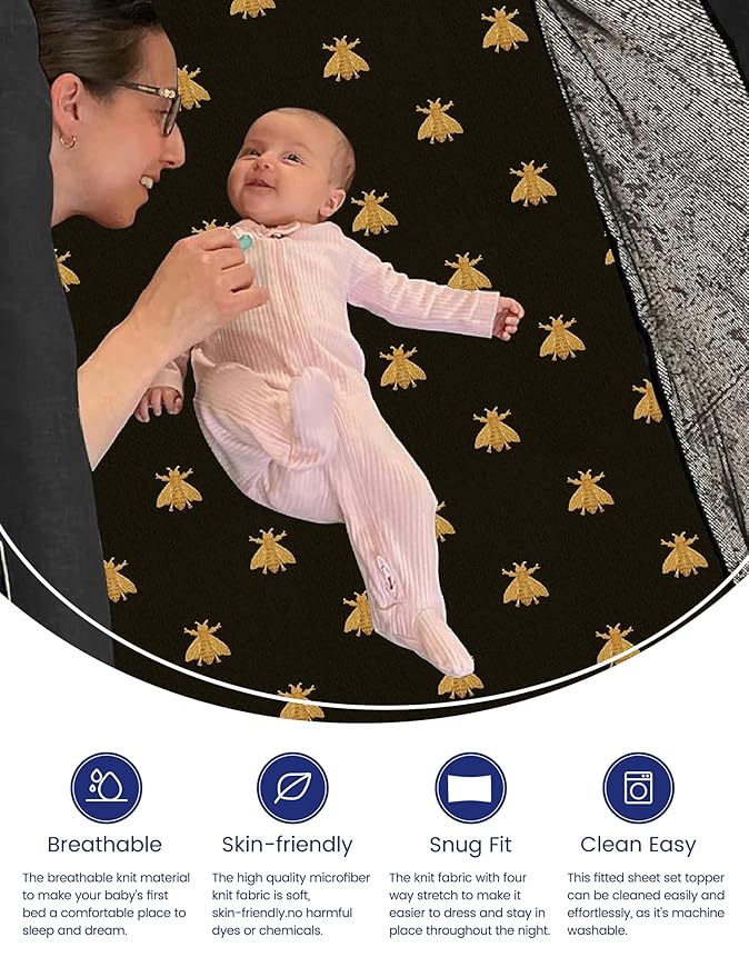 TotAha Premium Soft Pack n Play Sheets, Super Stretchy Jersey Knit Mini Crib Sheets Fitted, Silky Comfort Graco Pack and Play Mattress Sheets, 2 Pack