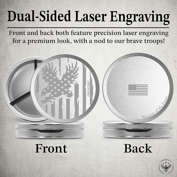 Metal Pouch Can | Metal Container | Slim EDC Pocket Tin | Airtight & Moisture-Resistant | Compact Daily Organizer | Pill Case & Travel Tin | Father’s Day Gift for Dad | (American Flag, Silver, Tall)