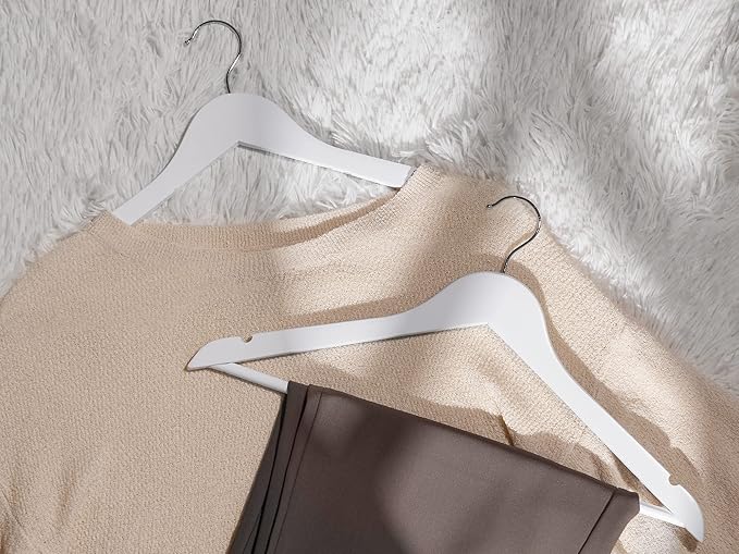 StorageWorks Wooden Hangers, Wood Coat Hanger for Coats, Shirts, Jackets, Pants, Suits, White Color, 20 Pack