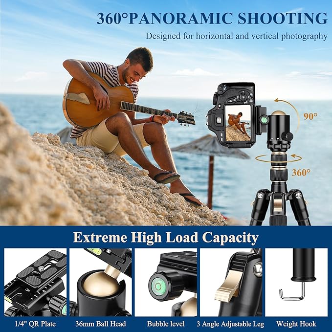 77" Aluminum Camera Tripods & Monopods, Victiv Compact Travel Tripod for Camera DSLR, Spotting Scope,Telescope, Binoculars, Porfessional Heavy Duty Camera Tripod Stand for Photography Video Recording