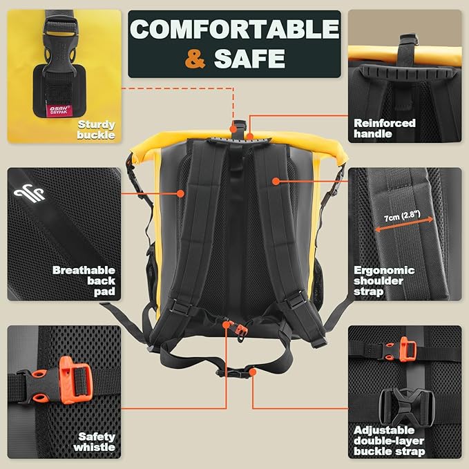 Waterproof Backpack Dry Bag 35L/55L/85L – Heavy Duty Roll-Top Hiking Backpack for Travel, Kayaking, Boating, Camping, Rafting and Fishing