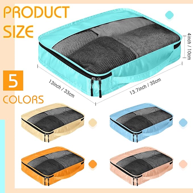 5 Pcs Packing Cubes for Suitcase Large Travel Cubes Carry on Luggage Organizer Bags for Clothes Accessories(M,Pastel)